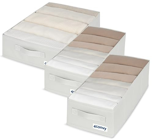 4CONVY Organizer Set für Kleiderschrank - Schubladen Organizer - Aufbewahrungsboxen stabiles, faltbares Ordnungssystem für den Kleiderschrank - Hosen- und Kleiderschrank Organizer - 3 Stück