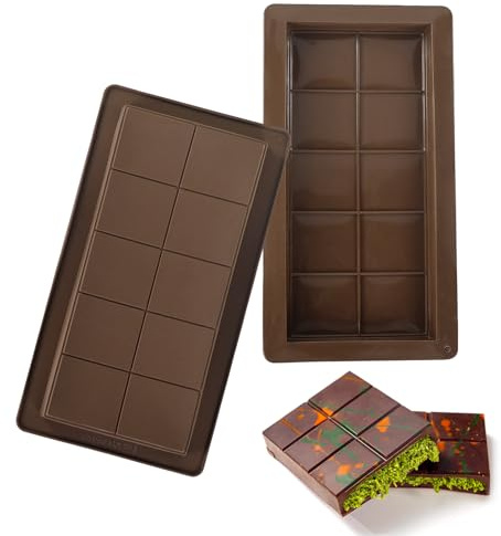 Lot de 2 Moule à chocolat en silicone avec 10 cavités, moules à tablette de chocolat profonds Moules en silicone Barre de chocolat Moules à chocolat profonds Moules à chocolat super profonds