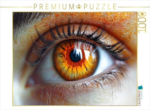 Puzzle · Feuerorange Augen mit warmen Iris-Tönen | Faszinierende Nahaufnahme eines Auges mit leuchtenden Farben und… · 1000 Teile · Lege-Größe 64 × 48 cm · CALVENDO Puzzle