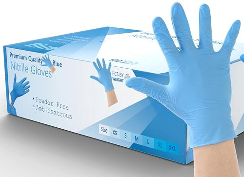 200 Disposable Gloves Extra Large Blue Nitrile Examination Gloves Medical, Food, Care, Mechanical, Industrial, Hair & Beauty, Janitorial, Multipurpose-Powder Free (200 Gloves, Extra Large)