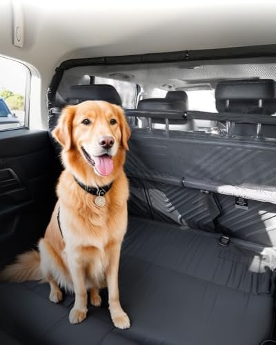 VEVOR Dog Car Barrier, 46 Wide Car Divider for Cargo Area, Vehicle Pet Barrier with See Through Net Mesh, Universal-Fit Dog Car Barrier for Small-Sized SUVs, Trucks and Vehicle, Black