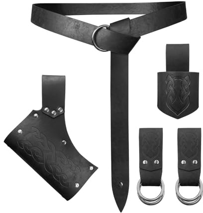 Namvo 5-teiliges Mittelalter-Gürtel-Kostüm-Zubeh?r, Renaissance-Rock, Wandergürtel, Wikinger-Horn-Gürtel, Holster, Dolchholster, Schwertfrosch