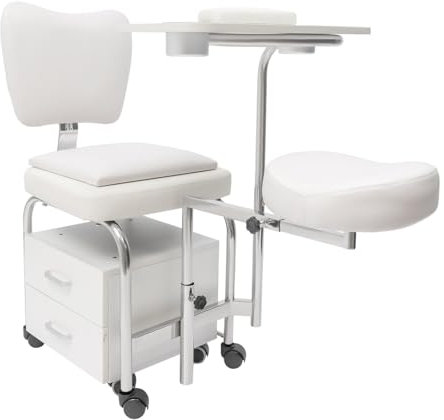 UHDUIG Maniküre Pediküre Stuhl Beauty Spa Massage Hocker mit Vier Universalrädern Nageltisch Professional Trolley kann in Privathaushalten, Schönheitssalons, Nagelstudios (Weiß)