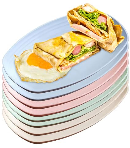 Sporgo 8 Stück Tiefe Teller Set: 29.5cm Groß Speiseteller Unbreakable Teller Plastikteller Mehrweg, Bruchfest Plates Camping Teller Kinderteller BPA-Frei Mikrowellenfest Spülmaschinenfest