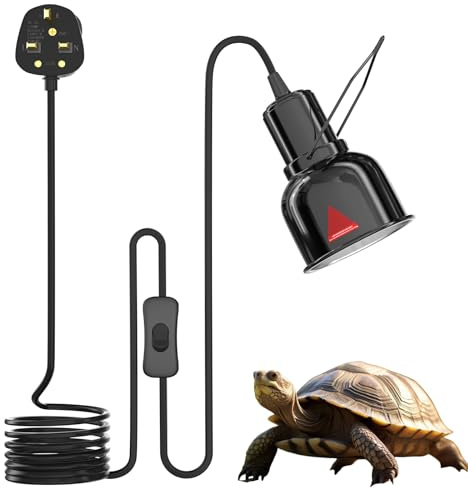GlowUp Reptile Heat Lamp Holder E27-160W Tortoise Heat Lamp 3.5in Reptile Dome Light Fixture Suitable with E27 UVA UVB Bulb - 230V Heat Light with BS Plug for Tortoise, Bearded Dragon