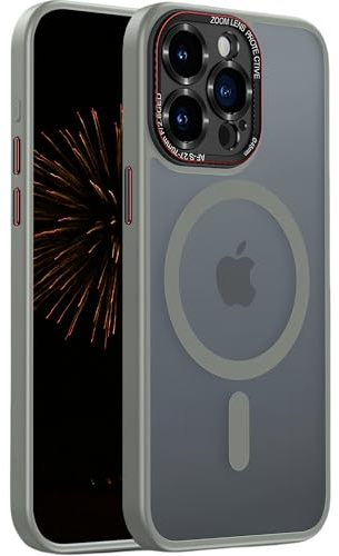 Nekiyo Tech Designed for iPhone 16 Pro mit Full Cover Aluminum Lens Guard Case Militärischer Schutz Magnetisches Dünnes Transparentes Mattes Anti-Fingerprint Slim Cover 6.3 grau
