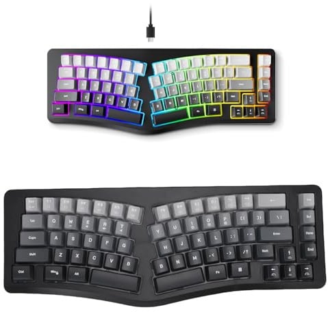 Goshyda Split Ergonomische Tastatur, USB Kabel Verdrahtet Bequem 69 Tasten V -förmige Gaming -Tastatur mit RGB -Rückbeleuchtung, für Siege für OS X für Android