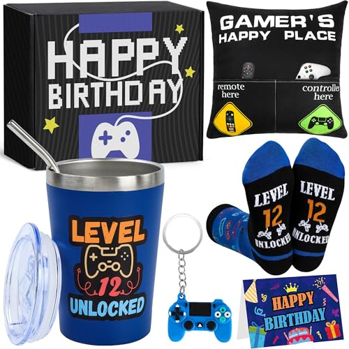 Gamer Geschenk Junge 12 Jahre, Lustiges Geburtstagsgeschenk 12 Jahre Jungen | Gamer Fan Geschenkset zum 12. Geburtstag für Sohn, Enkel, Neffe oder Freund – Coole Video Game Lovers Geschenkidee