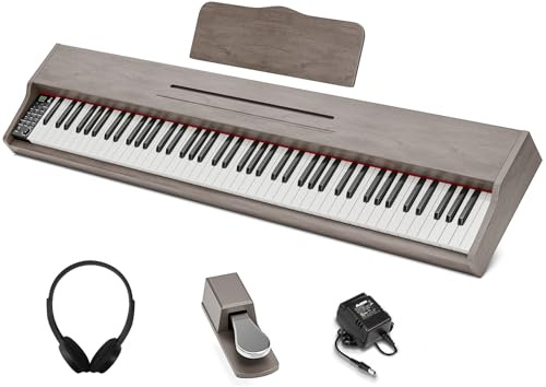 JOINATRE 88 Keys Digital Piano Keyboard with Semi-weighted Full Size Keys,Portable Electric Piano with Pedal,Headphone,MP3 Connection,Full-featured Keyboard for Beginner,Kids,Adults,Grey