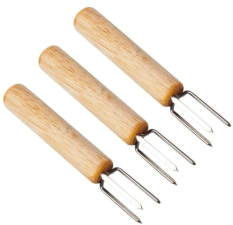 Maiskolbenhalter aus 304 Edelstahl mit Holzgriff, 3 Stück für Maiskolben