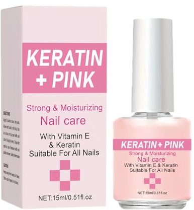 Keratin + Vitamin E Nail Strengthener and Hardener, Nail Polish Strengthener for Damaged & Weak Nails, Nourishing Cuticle Care with Keratin Protein for Strong Healthy Nails, Nail Growth Oil