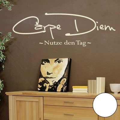 A536 Wandtattoo Carpe Diem 120cm x 37cm weiss (erhältlich in 40 Farben und 4 Größen)