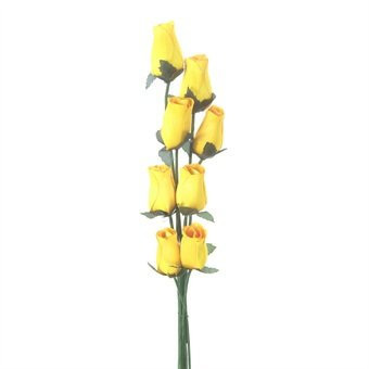 Homestreet Fleurs Roses en bois Jaune – 8 tiges simples attachées dans un bouquet – Petite présentation de fleurs de qualité