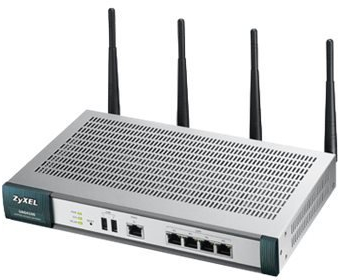 ZyXEL UAG4100 - Wireless Router - 4-Port-Switch - GigE - 802.11 a/b/g/n - Dualband Router / Hotspot-Gateway / WLAN / 802.11n /2.4 & 5 GHz/ 4fach-Switch / OHNE Netzwerkdrucker SP350E / WLAN Controller
