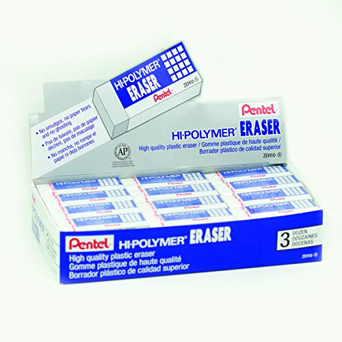 Pentel - Borrador de larga duración, color blanco 36 Pack