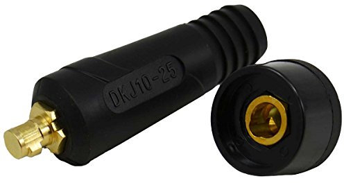 RIVERWELD TIG Welding Cable Panel Connector Plug & Socket Set DKJ10-25 & DKZ10-25 200Amp with Black Colour Dinse-Style Quick Fitting 2pcs