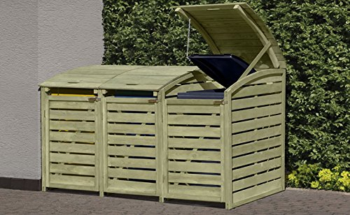 DELTA Mülltonnenabtrennung/Mülltonnenbox für 3 Tonnen 240L aus KDI Holz