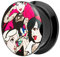 Piersando Ohr Plug Piercing Kunststoff Motiv Comic Picture Flesh Tunnel Ohrplug mit Tattoo Mädchen Schwarz Bunt 25mm