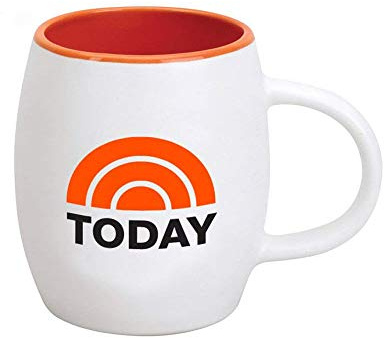 Heute LOGO Tasse aus Keramik, weiß mit orange innen 15 Oz – Offizielles Kaffee Tasse, auf der Today Show mit Savannah Guthrie, Hoda kotb und Al Roker auf NBC
