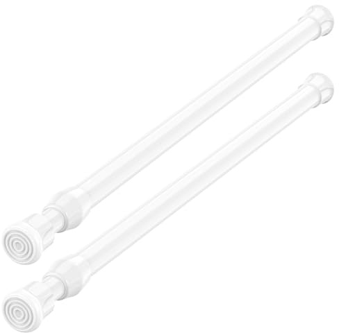 AIZESI Spring Tension Curtain Rods Short Tension Rod (White,17 to 28-2Pcs)