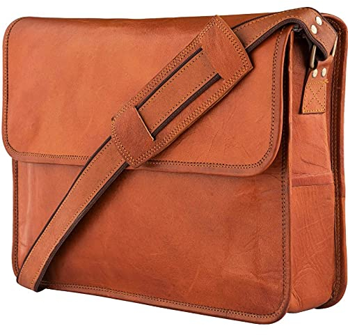 URBAN LEATHER Sac À Bandoulière Pour Ordinateur Portable – Sac À Bandoulière Vintage Marron Fait À La Main Pour Homme, Cuir Vintage Marron Avec Des Coupes Et Des Rayures Naturelles, Medium