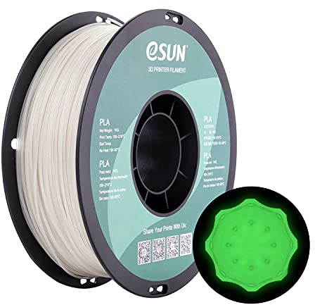 eSUN PLA Leuchtet 3D Drucker Filament, im Dunkeln Leuchtendes Grünes Filament 1.75mm, Maßgenauigkeit +/- 0.05mm, 1kg Spule (2.2 LBS) 3D Druck Filament für 3D Drucker, Leuchtendes Grün
