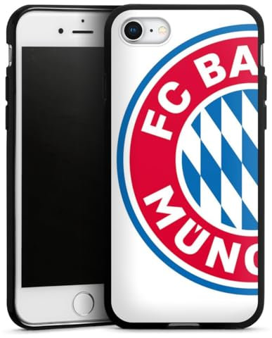 Silikon Hülle kompatibel mit Apple iPhone 7 Case schwarz Handyhülle FC Bayern München Logo FCB