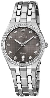 JAGUAR Damenuhr Modell J694/4 aus der Kollektion Woman, Gehäuse 35 mm, Grau mit Stahlband für Damen, Einfarbig, Armband
