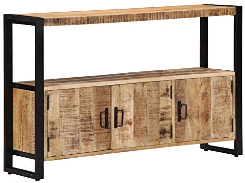 Festnight Mobile Porta TV Stile Indsutraile con Ante,Armadietto in Legno Massello di Mango,Porta TV Vintage in Legno Massello 120x30x75 cm