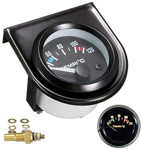 HOTEU Kit de jauge de température de l'eau pour voiture Noir LED Universel Manomètre de température de l'eau de voiture Cadrans de 101,6 à 120°
