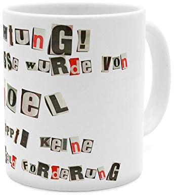 printplanet Tasse mit Namen Noel - Motiv Ausgeschnittene Buchstaben - Namenstasse, Kaffeebecher, Mug, Becher, Kaffeetasse - Farbe Weiß