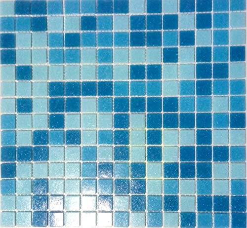 Mosaikfliese Glas hellblau blau Wandfliesen Badfliese Duschrückwand Fliesenspiegel MOS52-0402_f | 10 Mosaikmatten
