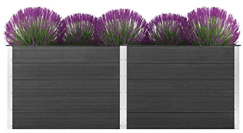vidaXL Hochbeet Pflanzkübel Gartenbeet Blumenbeet Pflanzkasten Kräuterbeet Blumenkasten Pflanzkasten Gemüsebeet Pflanzbeet 250x100x91cm WPC Grau