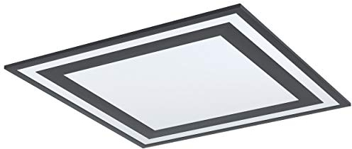 EGLO LED Deckenleuchte Savatarila, 1 flammige Deckenlampe, Wohnzimmerlampe, Küchenlampe aus Aluminium und Kunststoff, Flurlampe Decke in Schwarz, Weiß, L x B 59,5 cm
