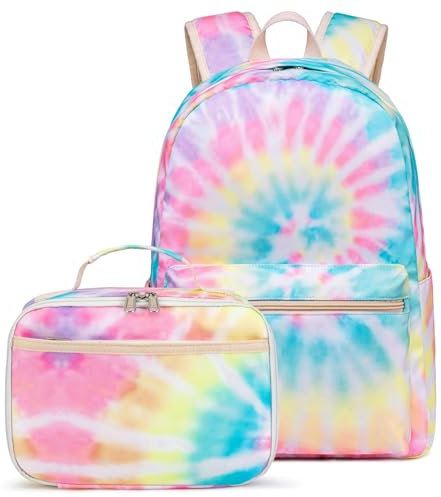 CAMTOP Mochila para niñas y niños, mochila escolar con fiambrera, juego de bolsa de libros para preescolar, Teñido amarillo., S, Mochila escolar para niños con lonchera