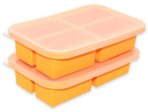Bangp Extra große Silikon-Frühschale mit Deckel – Suppenfrieren und Aufbewahrungsbehälter Große Eiswürfelform 2 Stück für 8 perfekte Portionen 1 Tasse Einfrieren von Lebensmitteln, Suppen, Brühe Sauce