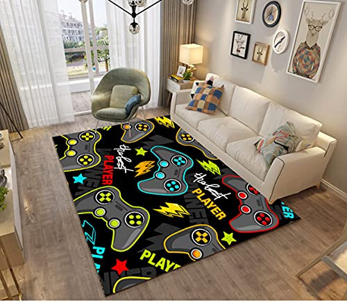Sticker Superb. 3D Gamer Bedroom Rug Modern Joystick Living Room Rug Non-slip Graffiti Letter Game Console Decoration Soft Flannel Area Rugs For Teenage Child Boy (Color A,100x150 cm)