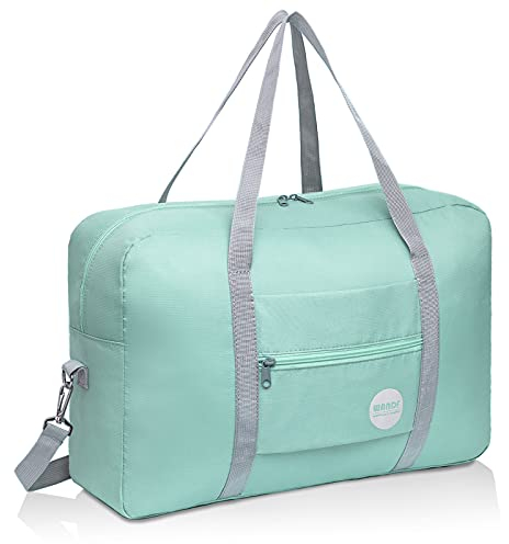 Handgepäck Tasche für Flugzeug Reisetasche Klein Faltbare Handgepäck Koffer 55x40x20cm / 45x36x20cm Sporttasche Krankenhaustasche Weekendertasche von WANDF (B - Minzgrün mit Schultergurt)