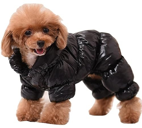 iFCOW Hunde-Daunenmantel, wasserdichte Hundejacke für den Winter, Ganzkörper-Welpen-Hundemantel, warmes Fleecefutter, Haustierkleidung für kleine Hunde