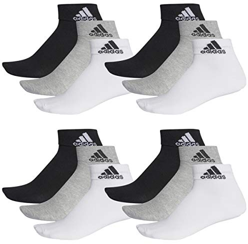 adidas Ankle/Quarter Socken Unisex Kurzsocke Knöchelsocke 12 Paar, Farbe:803 - grey/white/black, Socken & Strümpfe:37-39
