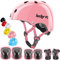 Casque pour enfants réglable avec genouillères, coudières et protège-poignets, ensemble de protection 7 en 1 pour garçons et filles, pour skateboard, vélo, trottinette, hoverboard, etc.
