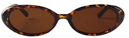 JUDOO Tiny Small 90s Sunglasses for Women Men Retro Oval Tinted Glasses, Leopard, S
