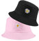 SUNTRADE Unisex Fischerhut, doppelseitig, bestickt, Sommer, Reisen, Strand, Sonnenblende, Outdoor, verstaubare Kappe, Pink-Schwarz, M/L