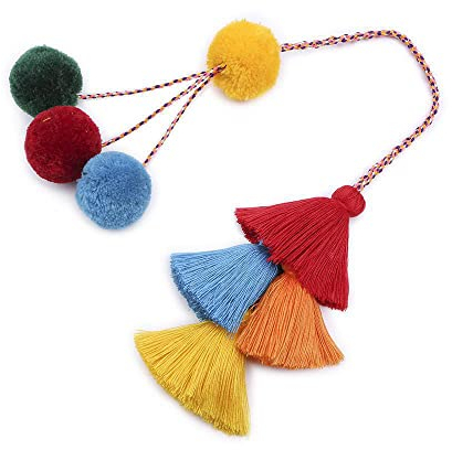 HLIWS 1 Pompon Quaste Schlüsselanhänger,Boho Quaste Tasche Charm,Farbigen Schlüsselbund Anhänger,Handtasche Zubehör für weibliche Mädchen