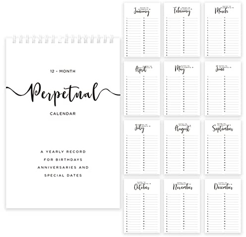 Perpetual Calendar,12 Month Hanging Flip Design Calendar for Remember Important Dates, 6x9 Minimalist Monthly and Daily Wall Hanging Planner Organizer for Birthdays, Anniversaries Special Days