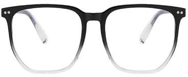 Blue Light Blocking Thick Square Frame Clear Lens Glasses Eyeglasses Super Oversized Fashion and Costume TR90 Frame (Black/Clear)