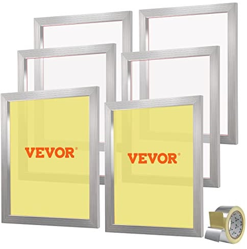 VEVOR 6 Stk. Aluminiumlegierung Siebrahmen Siebdruckpresse 50,8 x 61 cm, Siebdruckmaschine Zubehör 305 Mesh, Säureresistenz & nicht Verformbar für Kissenbezügen, Stoffen, Papier, Kopierpapier usw.