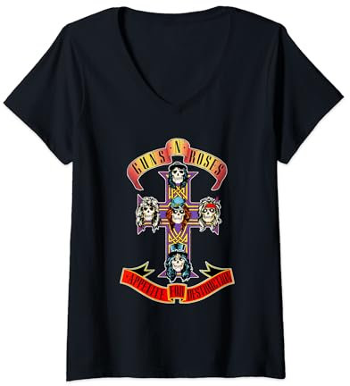 Croix officielle Guns N' Roses T-Shirt avec Col en V