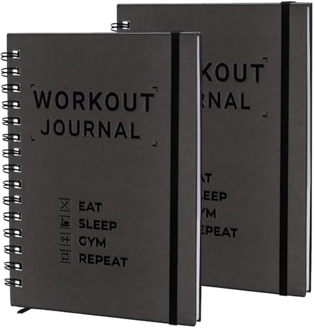 Fitness Journal A5 Hardcover Workout Book - 2 Pack - Workout Planner for Daily Tracking, Goal Setting and More - Workout Journal for Men - Fitness Journal for Women