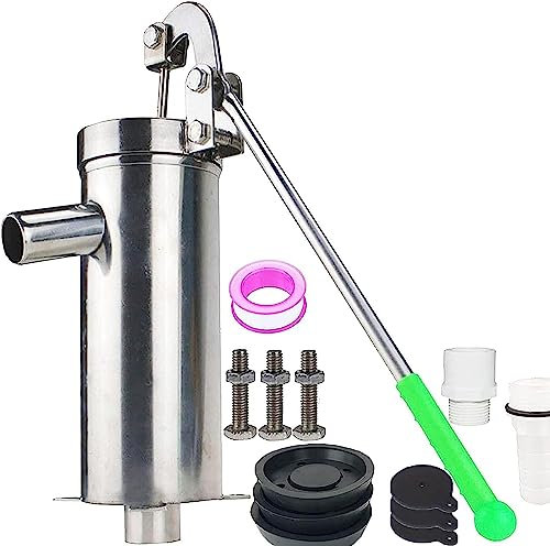Pompa dell'Acqua Manuale in Acciaio Inossidabile, con bilanciere Regolabile a 360 °, Pompa di aspirazione a Mano per acque sotterranee per Giardino Domestico Pressione 8 m di profondità